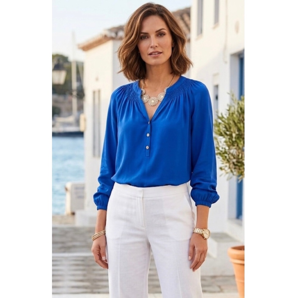 Lilly Pulitzer Elsa Silk Top Royal Blue